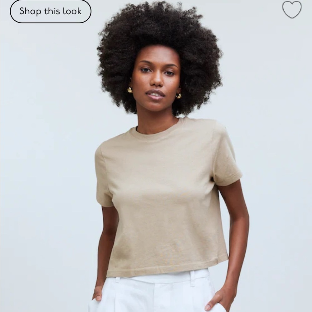 Madewell Tan Boxy Crop Tee Soft fade Cotton